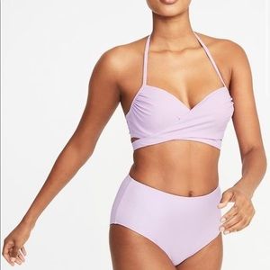 Old Navy lavender two-piece swimsuit. Criss-cross, bra top & swim skirt bottom.